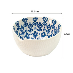 Blue Round Handmade Porcelain Yarn Bowl Holder, Knitting Wool Storage Basket with Holes to Prevent Slipping, Blue, 15.5x9.5cm