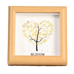 Citrine Natural Citrine Square with Heart Tree Photo Frame Stands, Home Display Decorations, 120x120mm