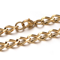Golden 304 Stainless Steel Curb Chain Necklaces, with Lobster Claw Clasps, Faceted, Golden, 23.4 inch(59.4cm), 6mm