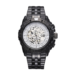 Blanc Tête de montre en alliage montres mécaniques, avec bracelet en acier inoxydable, gris anthracite, blanc, 70x22 mm, regarder la tête: 55x52x17.5 mm, regarder le visage: 34 mm