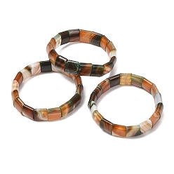 Sea Green Square Natural Banded Agate(Dyed & Heated) Beaded Stretch Bracelets for Women Men, Sea Green, Inner Diameter: 2.30 inch(5.85cm)