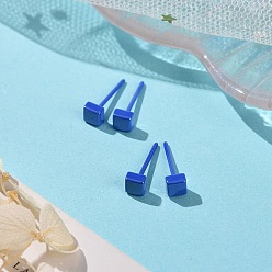 Королевский синий Гипоаллергенные серьги-гвоздики из биокерамики с цирконием и квадратной керамикой, не выцветает и не содержит никеля, королевский синий, 4x4 мм