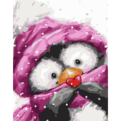 Heart Christmas Penguin Pattern DIY Diamond Painting Kits, including Resin Rhinestones, Diamond Sticky Pen, Tray Plate and Glue Clay, Heart, 400x300mm