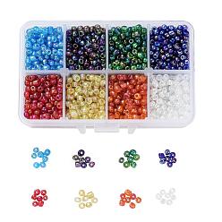 Mixed Color 1 Box 6/0 Glass Seed Beads Transparent Colours Rainbow DIY Loose Spacer Mini Spacers, Mixed Color, 4mm, Hole: 1mm, about 1900pcs/box
