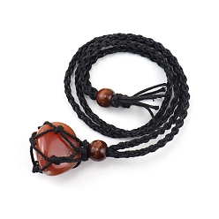 Red Agate Natural Red Agate Nugget Pendant Necklaces, Macrame Pouch Necklace, 14.96 inch(38cm)
