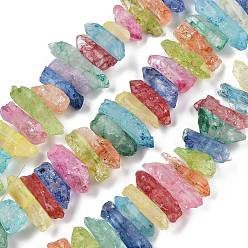 (52) Непрозрачная лаванда Натуральные окрашенные кварцевые заостренные бусины-палочки, сверху просверленные бусы, нерегулярная полоса, разноцветные, 15~35x3~8 мм, отверстие : 1 мм, около 34 шт / нитка, 7.48'' (19 см)