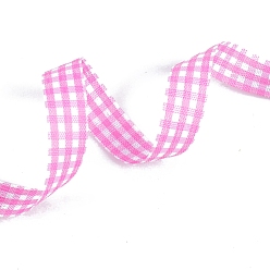 Pearl Pink Printed Polyester Ribbon, Tartan Pattern, Pearl Pink, 3/8 inch(10mm), 50 yards/roll