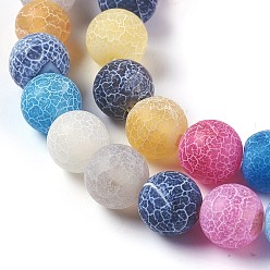 Mixed Color Natural Weathered Agate Beads Strands, Dyed & Heated, Round, Mixed Color, 8mm, Hole: 1.2mm, about 48pcs/strand, 14.37 inch