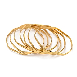 Золотой 7шт. вакуумное покрытие pvd 202 наборы браслетов из нержавеющей стали, штабелируемые браслеты для женщин, золотые, внутренний диаметр: 2-1/2 дюйм (6.5 см), 3.5 мм