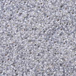 (RR1) Хрустальный с Серебряной Подкладкой Миюки круглые бусины рокайль, японский бисер, 11/0, (rr 1) серебристый кристалл, 11/0, 2x1.3 мм, Отверстие : 0.8 мм , около 5500 шт / 50 г