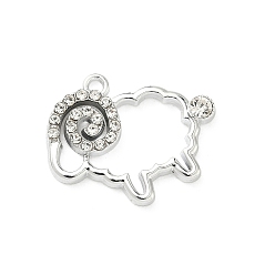 Платина Подвески из сплава и страза, овечьи прелести, uv покрытие, платина, 19.5x24x3 мм, отверстие : 1.4 мм
