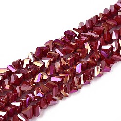 (123L) Белый крем непрозрачный блеск Гальванические непрозрачные стеклянные бусины, треугольные, с покрытием AB цвета, граненые, огнеупорный кирпич, 3~3.5x4~4.5x4~4.5 мм, отверстие : 0.8 мм, около 121~131 шт / нитка, 14.37~15.35 дюйм (36.5~39 см)