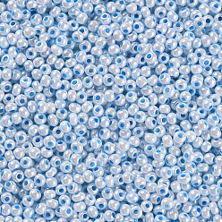 Небесно-голубой Fgb 8/0 круглый стеклянный бисер класса А, Цейлон, голубой, 3x2 мм, отверстие : 1 мм, Около 10000 шт / фунт