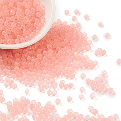 Salmon Luminous Transparent Glass Seed Round Beads, No Hole/Undrilled, Grade A, Salmon, 2~2.5mm, about 10000pcs/bag