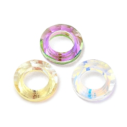 Mixed Color Electroplate Transparent Glass Linking Rings, Crystal Cosmic Ring, Prism Rings, Faceted, Round Ring, Mixed Color, 14x3.5mm, Inner Diameter: 8mm