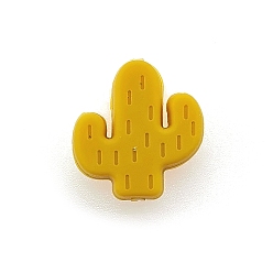 Goldenrod Food Grade Eco-Friendly Silicone Focal Beads, Chewing Beads For Teethers, DIY Nursing Necklaces Making, Cactus, Goldenrod, 25x23x8mm, Hole: 2mm