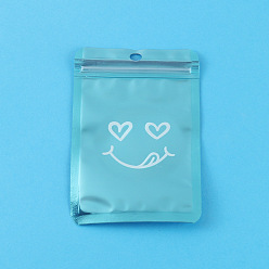 Темно-Голубой Пластиковые сумки на молнии, закрывающиеся маленькие сумки для хранения ювелирных изделий, верхнего уплотнения, прямоугольник с улыбающимся лицом, глубокое синее небо, 10x7.5 см