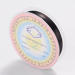 Черный Круглая медная проволока для ювелирных изделий, без никеля , чёрные, 32 датчик, 0.2 мм, около 114.82 футов (35 м) / рулон