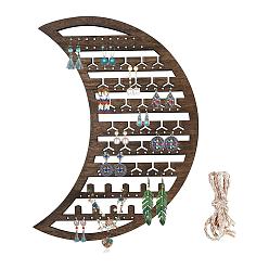 Coconut Marrón Estante de exhibición de joyería de madera montado en la pared de la luna, Soporte organizador para colgar joyas para pulsera., Collar, pendientes de almacenamiento, coco marrón, 35x25 cm