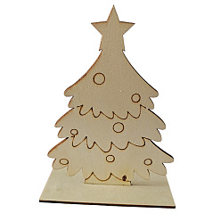Tan Unfinished Wooden Christmas Tree, for DIY Hand Painting Crafts, Christmas Tabletop Ornament, Tan, 150mm