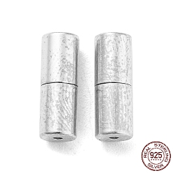 Серебро 925 стерлингового серебра винтовые застежками, колонка, серебряные, 11x4 мм, отверстие : 1 мм