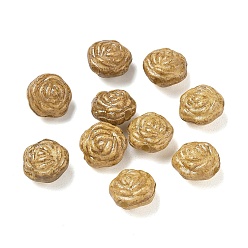 Dark Goldenrod Vintage Handmade Porcelain Beads, Fancy Antique Glazed Porcelain, Rose, Dark Goldenrod, 11x11x8mm, Hole: 1.8mm