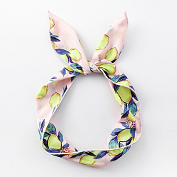 Pink headband Lemon Tree Leaf Print Wide Headband with Fruit Wire Bunny Ears Bow Cross Hair Hoop Tie Hair Accessories