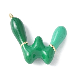 Letter W Латунь эмаль подвески, долговечный, без кадмия и без свинца, реальный 18 k позолоченный, буквенное очарование, Буква W, 21~25x6~25x4~7 мм, отверстие : 1.6~2 мм