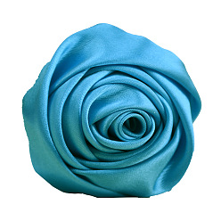 Темно-Голубой Атласная ткань ручной работы 3d цветок розы, аксессуары для украшения обуви, шапки, одежды своими руками, глубокое синее небо, 5.5 см