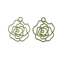 Светло-зеленый Коричневый Аэрозольная краска 430 подвески из нержавеющей стали, цветок, оливковый, 12x10.5x0.3 мм, отверстие : 1.2 мм