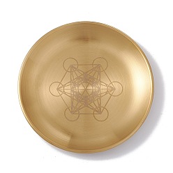 Others 201 Stainless Steel Candle Holder, Tarot Theme Tealight Tray, Home Tabletop Centerpiece Decoration, Flat Round, Geometric Pattern, 14.1x1.1cm, Inner Diameter: 13.5cm