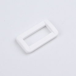 White Plastic Rectangle Buckle Ring, Webbing Belts Buckle, for Luggage Belt Craft DIY Accessories, White, 20mm