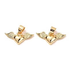 Real 18K Gold Plated Brass Charms, Long-Lasting Plated, Heart with Wing, Real 18K Gold Plated, 9.5x20.5x3mm, Hole: 3.5x4.5mm