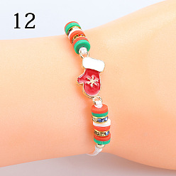 Bracelet 12 Colorful Christmas Tree & Santa Claus Bracelet and Necklace Set for Kids
