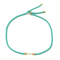 Medium Sea Green Adjustable Nylon Cord Necklace Making, with Brass Beadable Bar, Golden, Medium Sea Green, 18.11x0.16 inch(46x0.4cm)