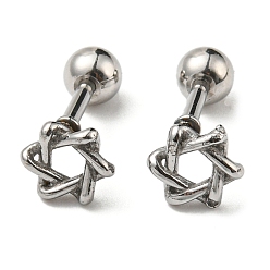 Нержавеющая Сталь Цвет Не тускнеют 304 серьги-гвоздики из нержавеющей стали, хрящевые серьги, звезда Давида, цвет нержавеющей стали, 6x6 мм