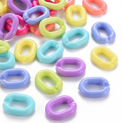 Mixed Color Opaque Acrylic Linking Rings, Quick Link Connectors, for Cross Chains Making, Oval, Mixed Color, 19.5x14x4mm, Inner Diameter: 5.5x11mm, about 750pcs/500g