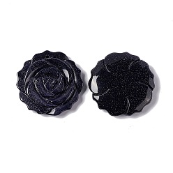 Blue Goldstone Synthetic Blue Goldstone Pendants, Flower Charms, 33~33.5x7mm, Hole: 1mm