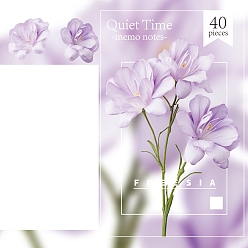 Lilac 40 Sheets Orchid Cute Memo Pad Sticky Notes, Sticker Tabs, for Office School Reading, Lilac, 40x40x5mm