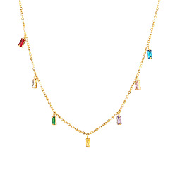 Necklace Colorful Stainless Steel Bracelet with Minimalist Design and Cubic Zirconia - Elegant, Unique