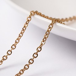 Золотой 3.28 ножки с вакуумным покрытием PVD 304 цепи из нержавеющей стали, пайки, Плоско-овальные, золотые, 2.5x2x0.5 мм