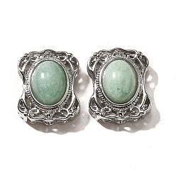 Зеленый Авантюрин Многорядные звенья из натурального зеленого авантюрина, прямоугольные, с латунными микро проложить кубических выводы циркония, стойки покрытие, без свинца и без кадмия, 21.5x17.5x10.5 мм, отверстие : 2 мм