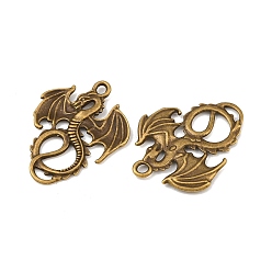 Античная Бронза Подвески в тибетском стиле , сплав дракон колье подвески, без кадмия, без никеля и без свинца, античная бронза, 35x28x2 мм, отверстие : 2.5 мм