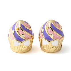 Сине-фиолетовый Стойка для торта покрытие латунные эмалевые бусины, без кадмия и без свинца, долговечный, реальный 18 k позолоченный, синий фиолетовый, 12.5x10x10.5 мм, отверстие : 3 мм