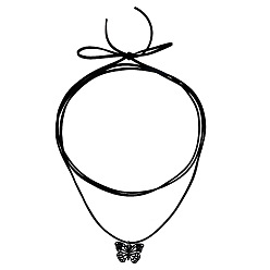 ZW3102 black rope Adjustable Velvet Choker Necklace with Heart Pendant - Minimalist, Fashionable, European and American.