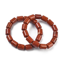Красный Камень Браслеты из натуральных красных яшмовых бусин в виде колонн, эластичные, для женщин и мужчин., внутренний диаметр: 2.17 дюйм (5.5 см)