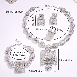 Платина Женские латунные браслеты, серьги, ожерелья и наборы колец, прямоугольные, платина, ожерелья: около 16.54 дюйма (42 см)