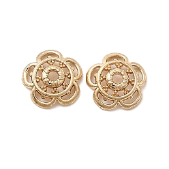 Матовый Золотой Цвет Цветок латуни крышки шарика, стойки покрытие, без кадмия, без никеля и без свинца, долговечный, матовый золотой цвет, 10.5x3 мм, отверстие : 1.6 мм