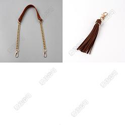 Кокосово-Коричневый 1цепочки для сумок из искусственной кожи, с поворотными застежками сплава, для аксессуаров для замены сумок, с подвесками-кисточками из искусственной кожи, золотой свет, кокосового коричневый, 1 мм