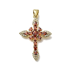 (123L) Белый крем непрозрачный блеск Латунные микро проложить кубического циркония подвески, крестик, без кадмия и без свинца, стойки покрытие, долговечный, огнеупорный кирпич, 31x21x3.5 мм, отверстие : 4x3.5 мм